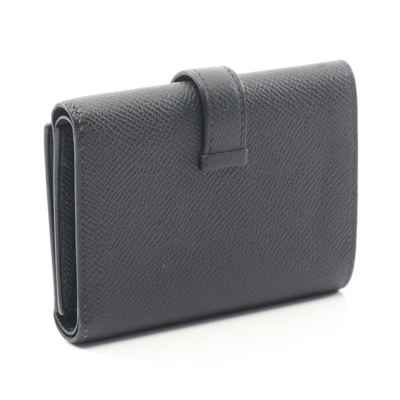 愛馬仕 Bearn 組合三折皮夾,Epsom 皮革,黑色,二手,女士款-1