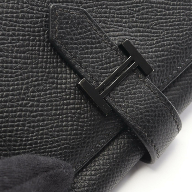 愛馬仕 Bearn 組合三折皮夾,Epsom 皮革,黑色,二手,女士款-7