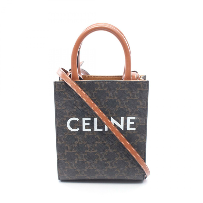 CELINE Mini Vertical Cabas Triomphe 斜背包 194372BZK 帆布皮革-0