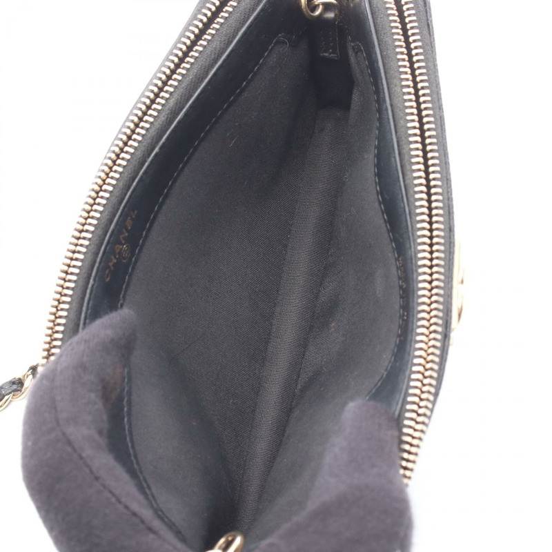 香奈兒 Boy Chanel Chevron 鏈條單肩包，黑色皮革，二手女款，金色五金，WOC-2