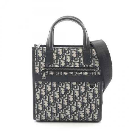 Dior Safari 南北斜背包 帆布皮革 米色 海軍藍 二手