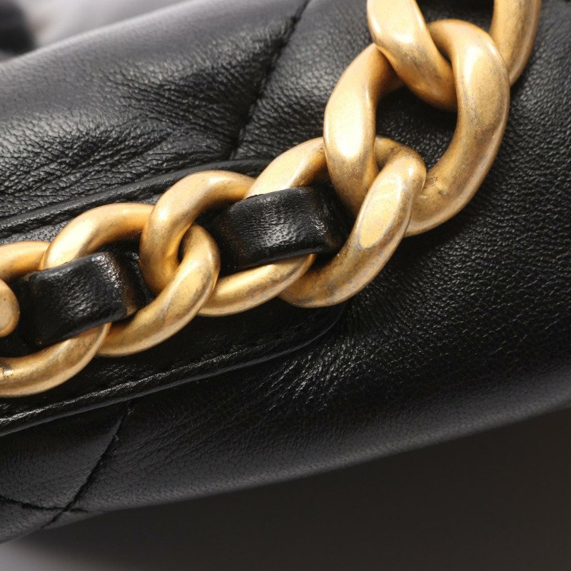 香奈兒 19 dix-neuf Matelasse 鏈條肩背包 AS1160 羊皮 黑色 二手-8