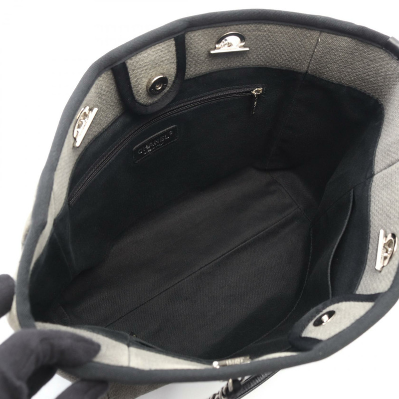 香奈兒 Deauville 鏈條手提單肩包 A67001 牛仔皮革 灰色 黑色 二手 CC-2