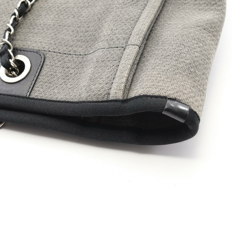 香奈兒 Deauville 鏈條手提單肩包 A67001 牛仔皮革 灰色 黑色 二手 CC-5