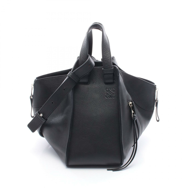 LOEWE HAMMOCK SMALL 單肩手提包 387.30.S35 黑色皮革 二手 女士-0