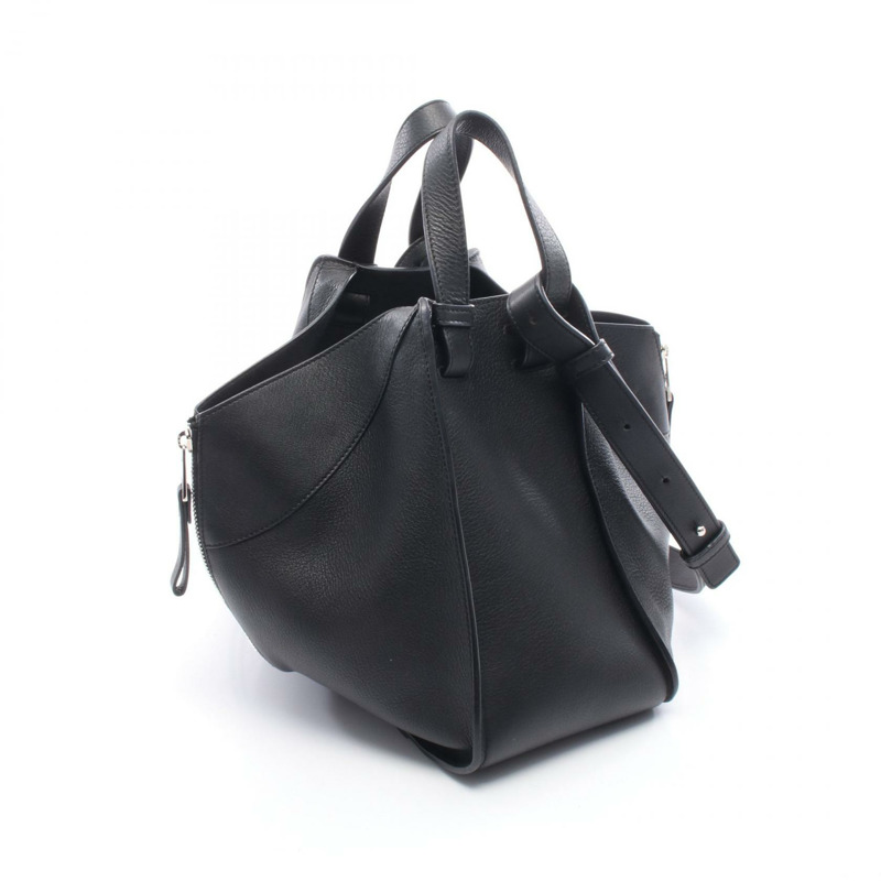 LOEWE HAMMOCK SMALL 單肩手提包 387.30.S35 黑色皮革 二手 女士-1
