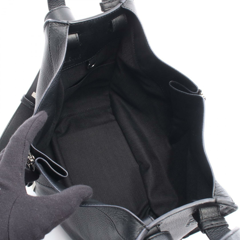 LOEWE HAMMOCK SMALL 單肩手提包 387.30.S35 黑色皮革 二手 女士-2
