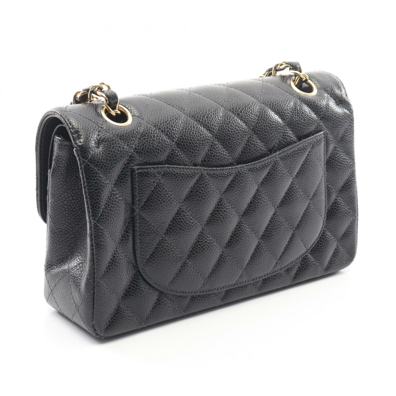 香奈兒 (CHANEL) Matelasse W 翻蓋鏈條肩背包 A01113 黑色皮革 二手 女士 GHW-1