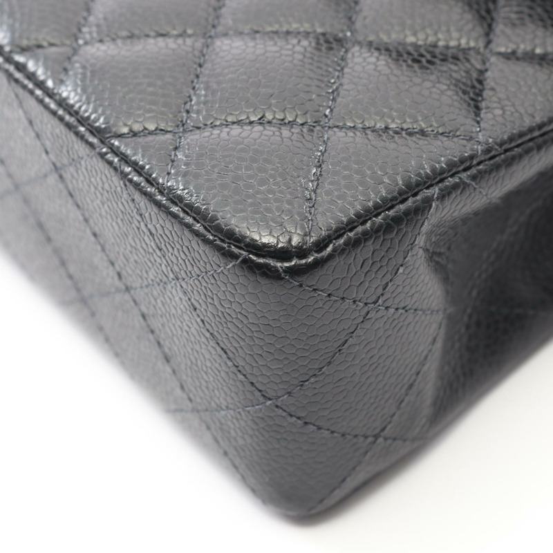 香奈兒 (CHANEL) Matelasse W 翻蓋鏈條肩背包 A01113 黑色皮革 二手 女士 GHW-6