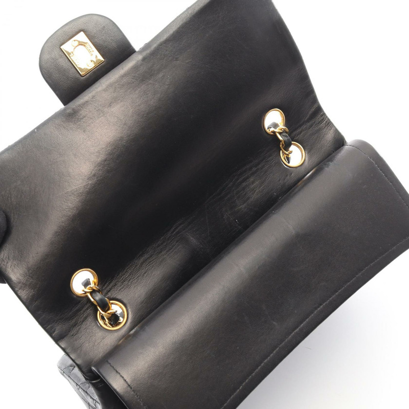 香奈兒 (CHANEL) 絎縫雙蓋鏈條肩背包，羊皮材質，黑色，金色五金，二手-6