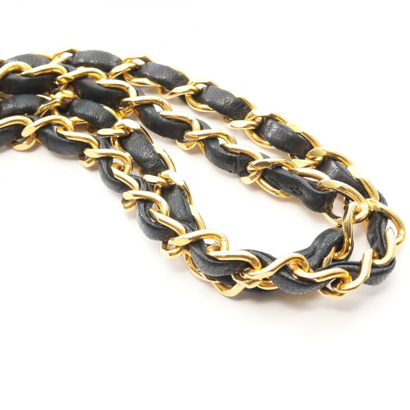 香奈兒 (CHANEL) 絎縫雙蓋鏈條肩背包，羊皮材質，黑色，金色五金，二手-12