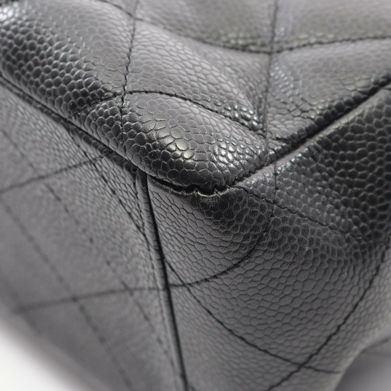 香奈兒 Deca Matelasse 單蓋鏈條肩背包，黑色皮革，銀色五金，二手-7