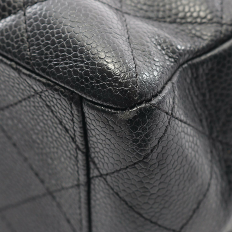 香奈兒 Deca Matelasse 單蓋鏈條肩背包，黑色皮革，銀色五金，二手-8