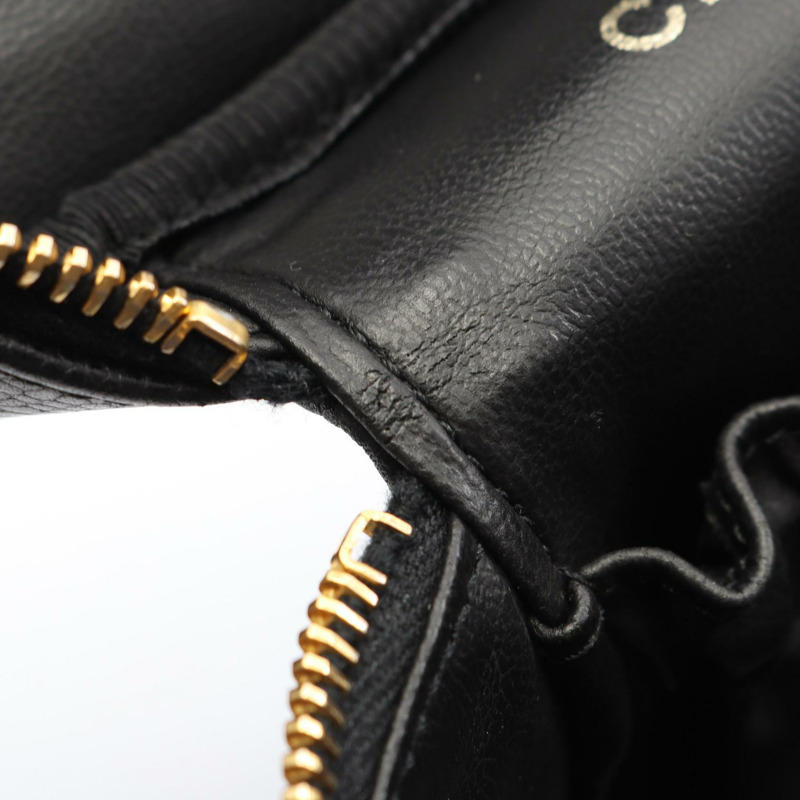 香奈兒 COCO 標誌化妝包 A01998 皮革 粒面小牛皮 黑色 金色五金 二手-6