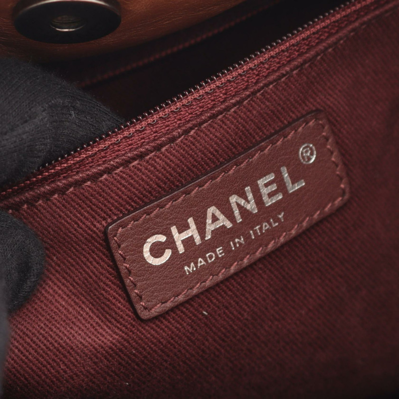 香奈兒 (CHANEL) 混搭鏈條肩背包，棕色皮革，銀色五金，二手，女士，CC Coco-3