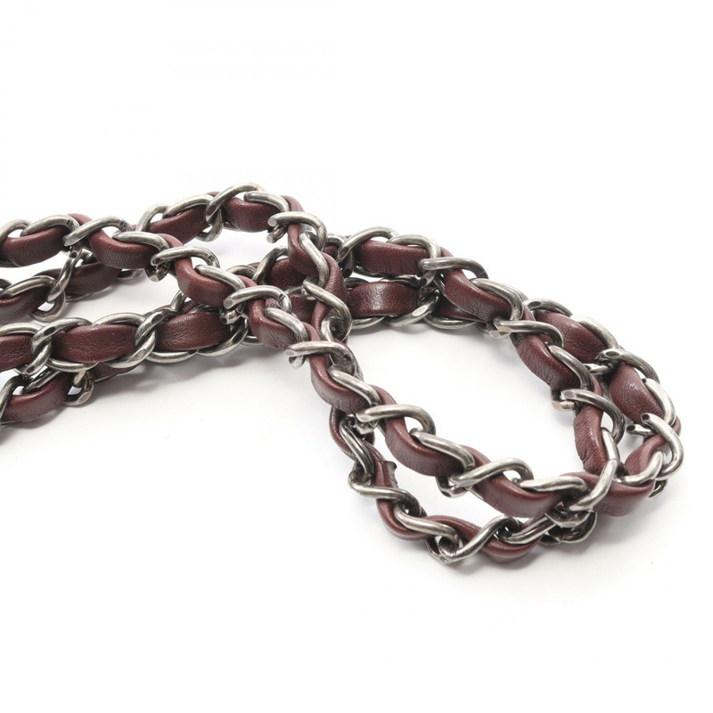 香奈兒 (CHANEL) 混搭鏈條肩背包，棕色皮革，銀色五金，二手，女士，CC Coco-10