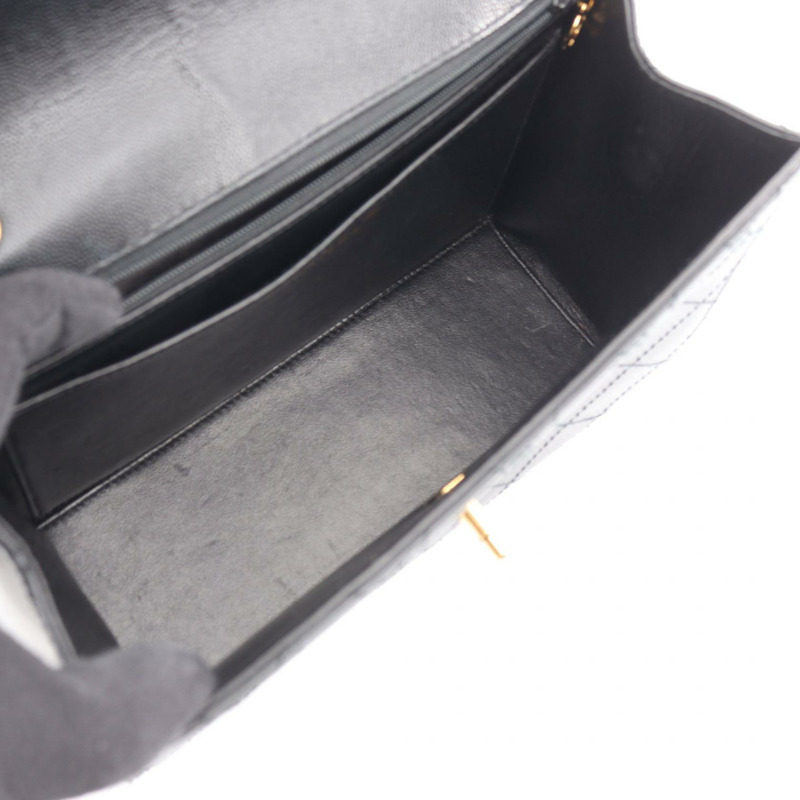 香奈兒 (CHANEL) Matelasse 單肩包,粒面小牛皮,黑色,金色五金,二手,女士 CC-2