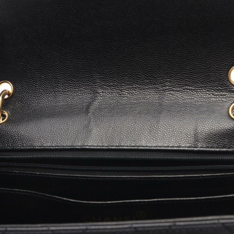 香奈兒 (CHANEL) Matelasse 單肩包,粒面小牛皮,黑色,金色五金,二手,女士 CC-5