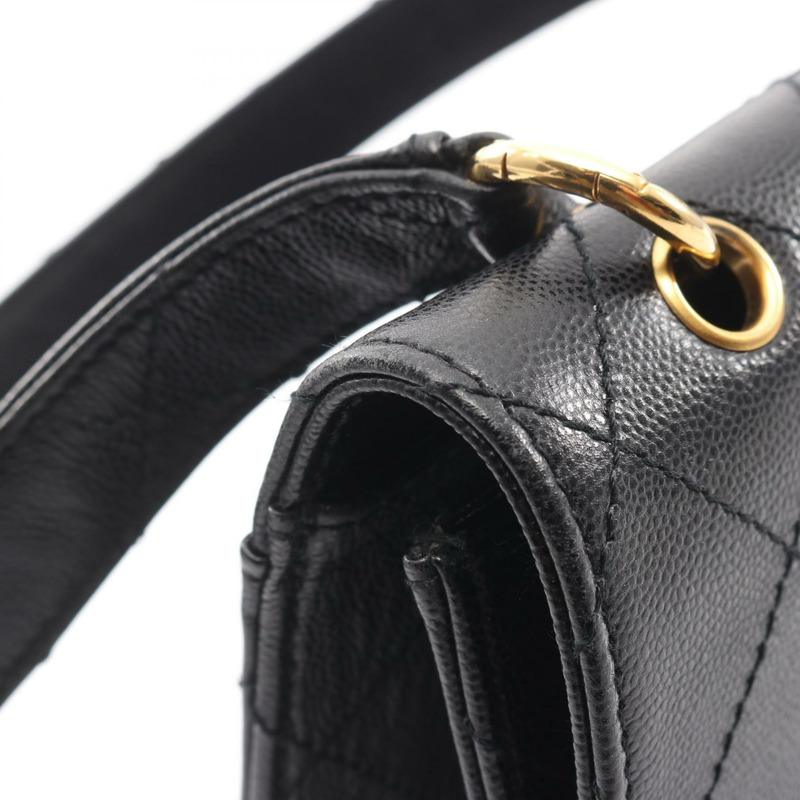 香奈兒 (CHANEL) Matelasse 單肩包,粒面小牛皮,黑色,金色五金,二手,女士 CC-6