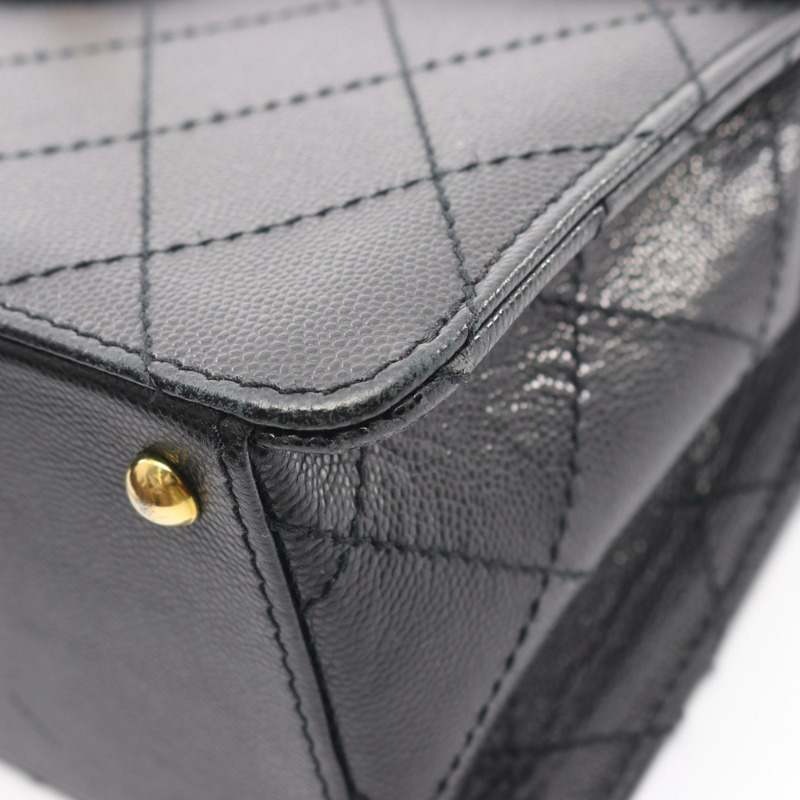 香奈兒 (CHANEL) Matelasse 單肩包,粒面小牛皮,黑色,金色五金,二手,女士 CC-7