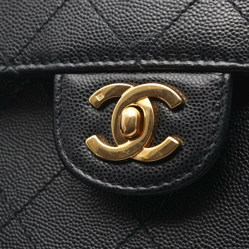 香奈兒 (CHANEL) Matelasse 單肩包,粒面小牛皮,黑色,金色五金,二手,女士 CC-11
