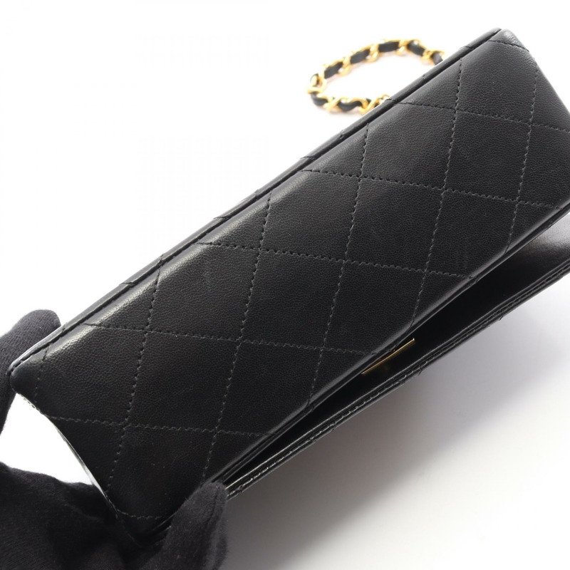 香奈兒迷你絎縫全翻蓋鏈條肩背斜背包 A03571 黑色 二手-6