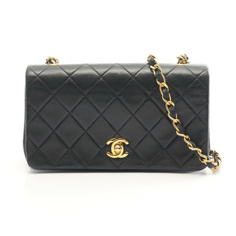 香奈兒 (CHANEL) 迷你絎縫全蓋肩背包 A03571 羊皮黑色 二手金色五金