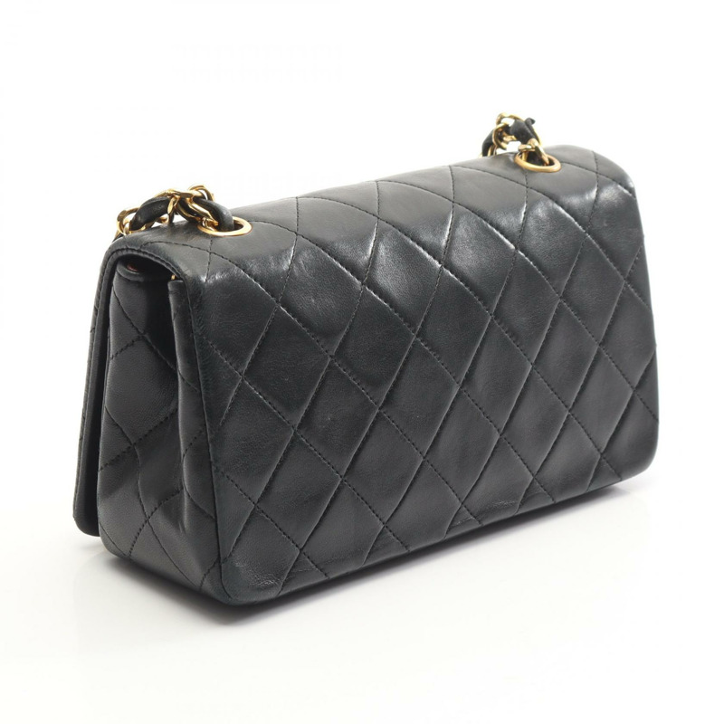 香奈兒 (CHANEL) 迷你絎縫全蓋肩背包 A03571 羊皮黑色 二手金色五金-1