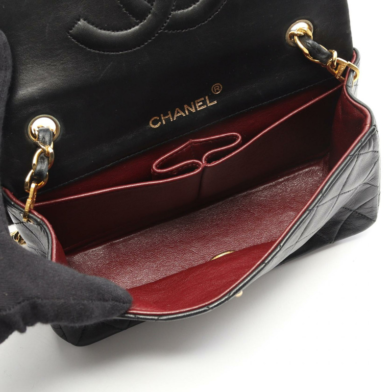 香奈兒 (CHANEL) 迷你絎縫全蓋肩背包 A03571 羊皮黑色 二手金色五金-2