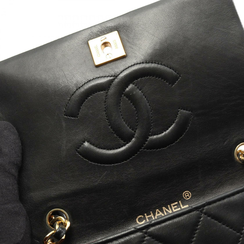 香奈兒 (CHANEL) 迷你絎縫全蓋肩背包 A03571 羊皮黑色 二手金色五金-5