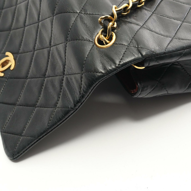 香奈兒 (CHANEL) 迷你絎縫全蓋肩背包 A03571 羊皮黑色 二手金色五金-7