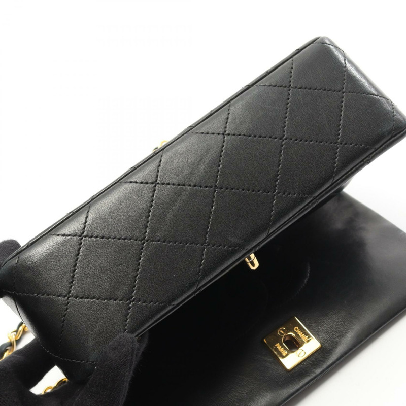 香奈兒 (CHANEL) 迷你絎縫全蓋肩背包 A03571 羊皮黑色 二手金色五金-8