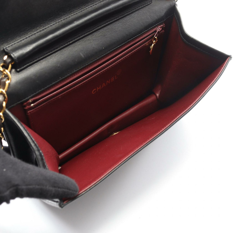 香奈兒 (CHANEL) Matelasse 全翻蓋鏈條單肩背包 A03568 羊皮黑 二手 金色五金-2