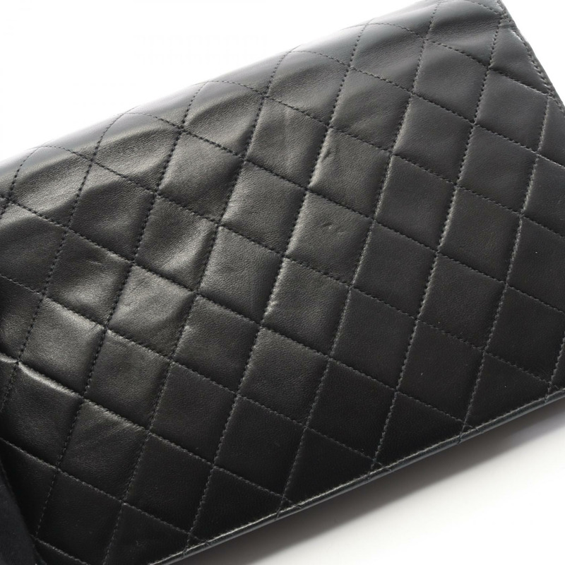 香奈兒 (CHANEL) Matelasse 全翻蓋鏈條單肩背包 A03568 羊皮黑 二手 金色五金-9