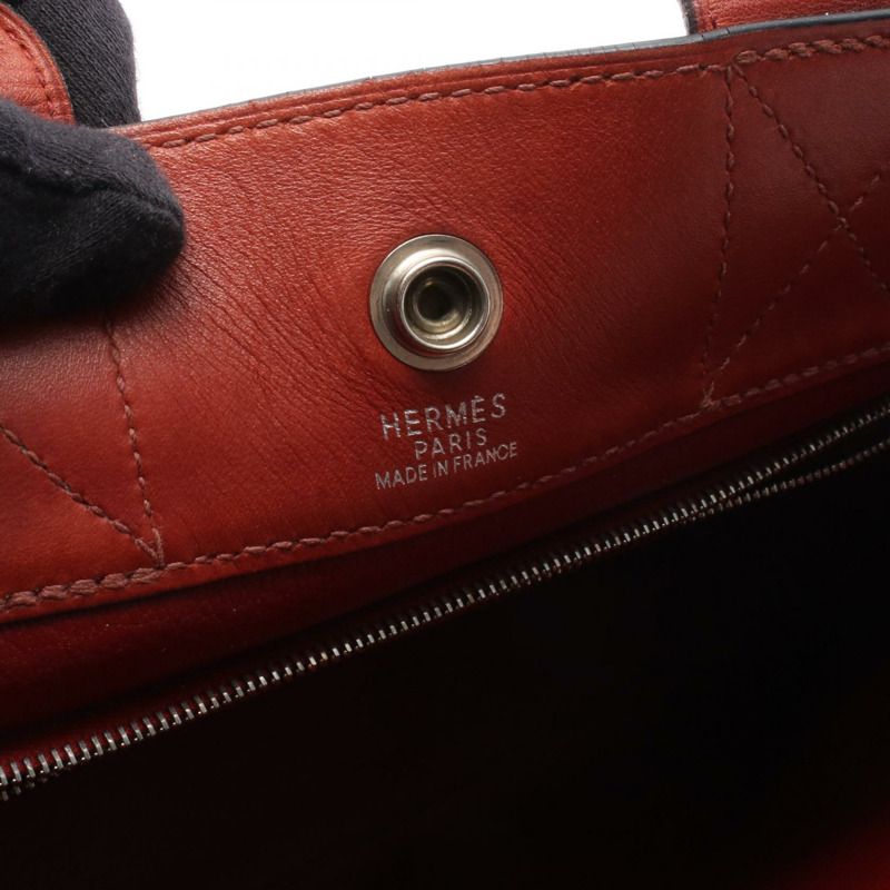 愛馬仕 Fourre-tout PM 手提包 F Toile H 皮革天然胭脂紅 SHW 二手-3