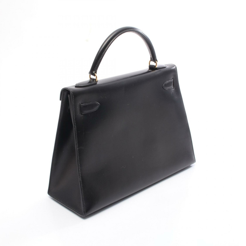 愛馬仕 Kelly 32 單肩背包 V 型盒裝小牛皮黑色金色五金二手女款-1