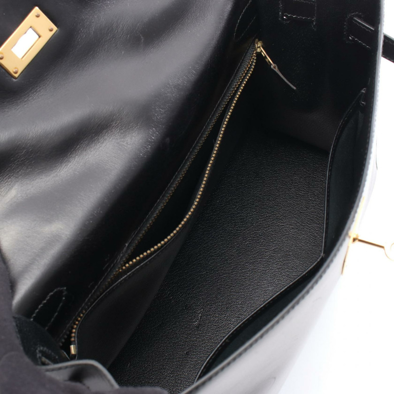 愛馬仕 Kelly 32 單肩背包 V 型盒裝小牛皮黑色金色五金二手女款-2