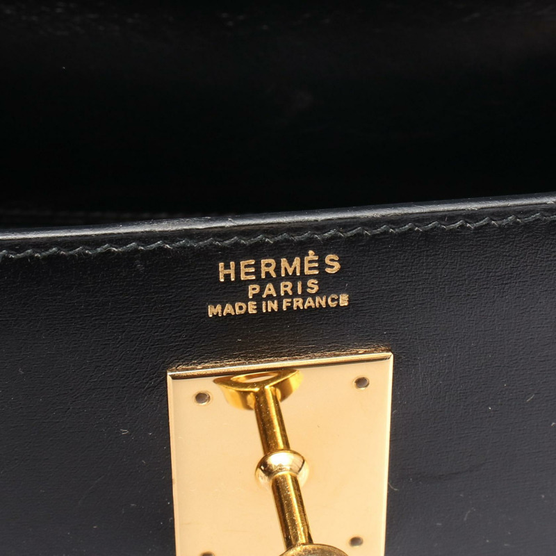 愛馬仕 Kelly 32 單肩背包 V 型盒裝小牛皮黑色金色五金二手女款-3