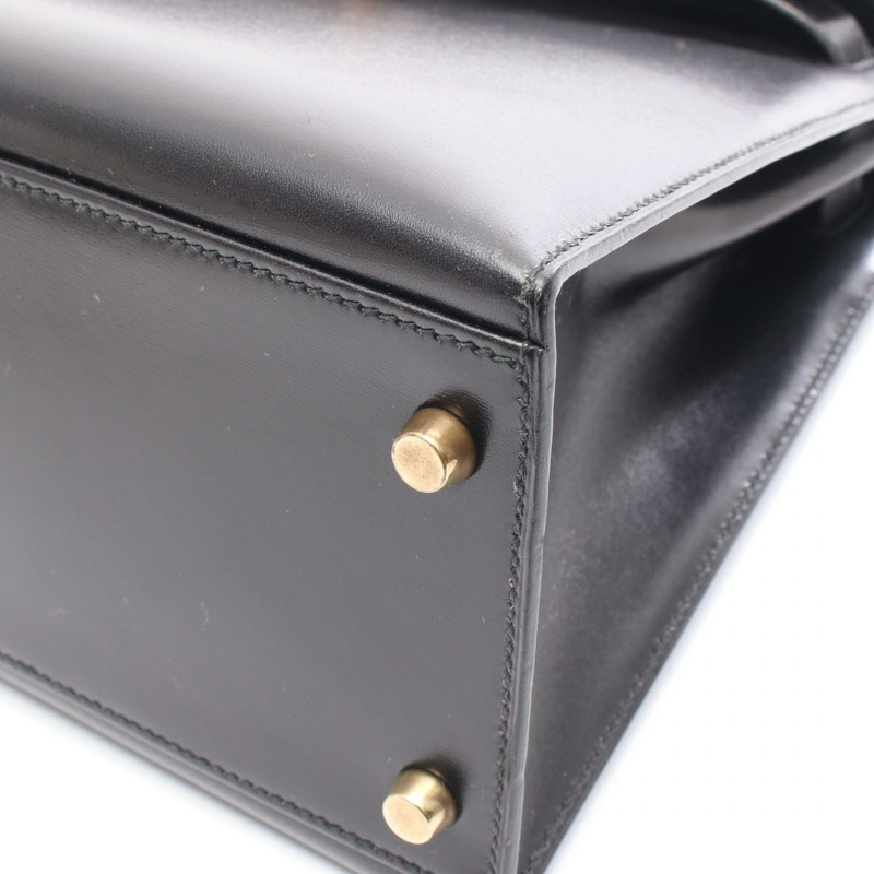 愛馬仕 Kelly 32 單肩背包 V 型盒裝小牛皮黑色金色五金二手女款-7