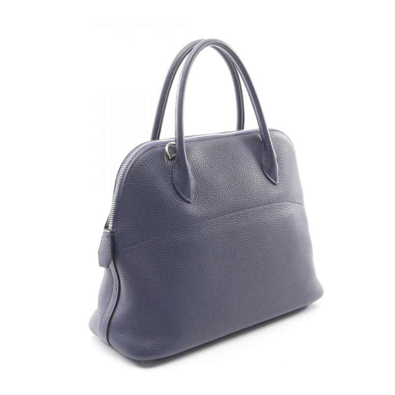 愛馬仕 Bolide 31 肩背包，D Clemence 皮革，藍色墨色，SHW 五金，二手女款-1