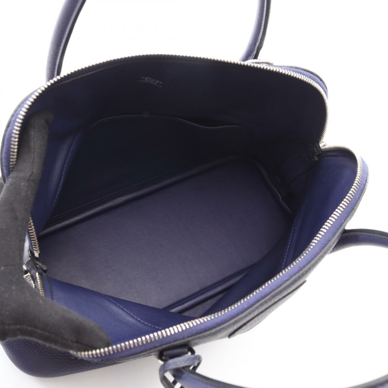 愛馬仕 Bolide 31 肩背包，D Clemence 皮革，藍色墨色，SHW 五金，二手女款-2