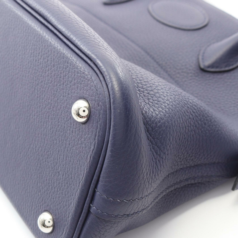 愛馬仕 Bolide 31 肩背包，D Clemence 皮革，藍色墨色，SHW 五金，二手女款-7
