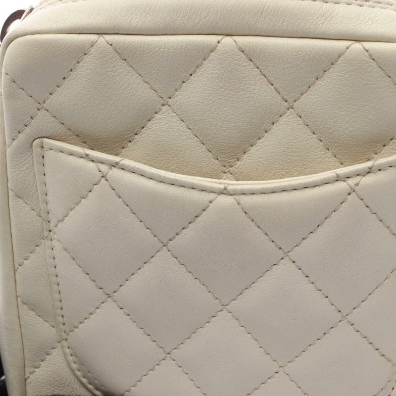 香奈兒 Cambon 系列小號肩背包 A25177 皮革 白色 黑色 二手 女士 SHW-7