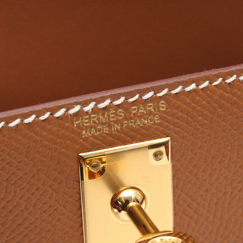愛馬仕迷你凱莉2號單肩手提包 B Epsom皮革 棕色 金色五金 二手 女士-3