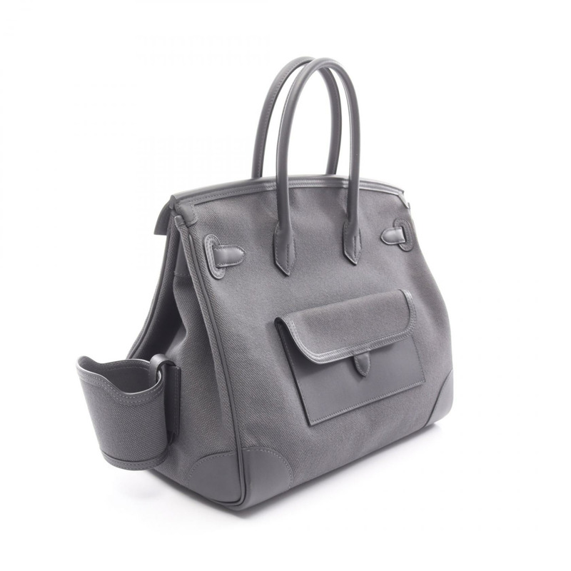 愛馬仕 Birkin Cargo 35 手提包 K Toile H Swift 皮革 灰色 霧色 SHW 二手-1