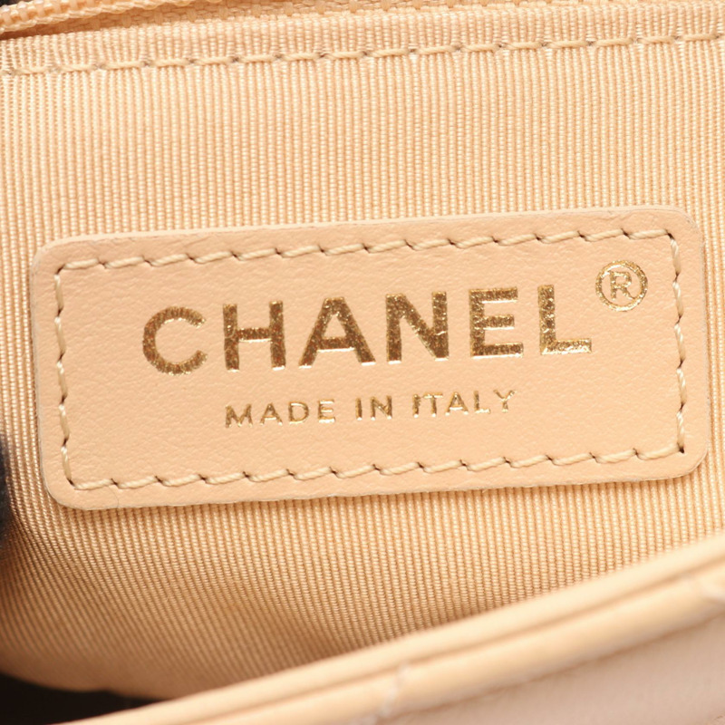 香奈兒 (CHANEL) 絎縫鏈條肩背包 AS2222 羊皮 米色 二手 金色五金-3