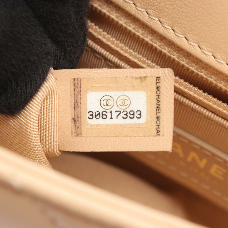 香奈兒 (CHANEL) 絎縫鏈條肩背包 AS2222 羊皮 米色 二手 金色五金-4