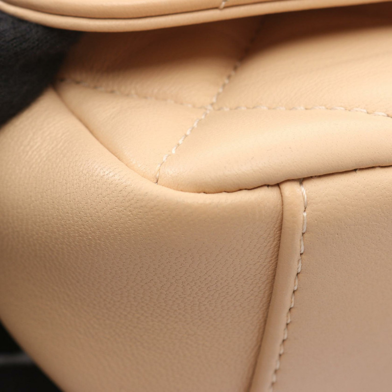 香奈兒 (CHANEL) 絎縫鏈條肩背包 AS2222 羊皮 米色 二手 金色五金-8