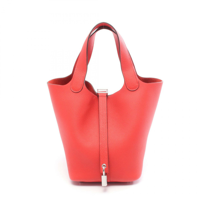 愛馬仕 Picotin Lock PM 托特包，Clemence 皮革，紅色，Rouge coeur SHW，二手-0