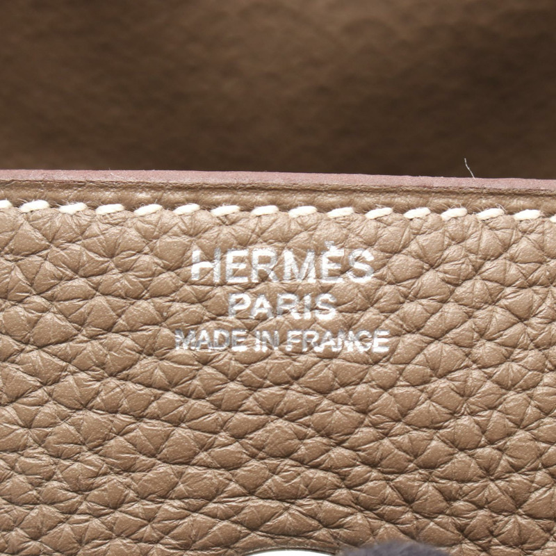 愛馬仕 Lindy 30 肩背包，R Clemence 皮革，灰色/灰褐色，銀色五金，二手-3